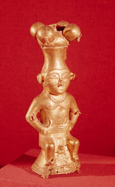 Contenedor Quimbaya en forma de hombre sentado, de Colombia de Pre Columbian